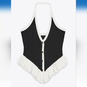 Zara Black and White Halter Top
